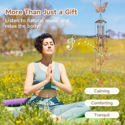 Butterfly Wind Chimes for Outside,41" Metal Windchimes, Housewarming/Easter/Halloween/Festival/Memorial Gifts for Women/Men, Butterfly Decorations for Outside, Patio, Garden or Yard