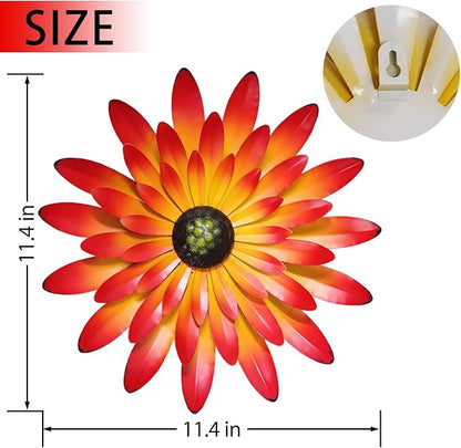 AHYS Metal Flowers Wall Decor Indoor Outdoor Metal Wall Art for Farmhouse Home Living Room Bedroom Bathroom Garden Decor – Red