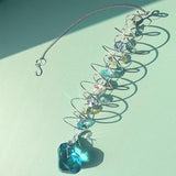 Big Heart Crystal Sun Catchers for Windows Hanging, Double-Spiral Design Gazing Ball Spiral Tail, Rainbow Maker Prism, Sun Catchers Indoor Window for Kitchen, Patio, Porch, Garden(Sky Blue)