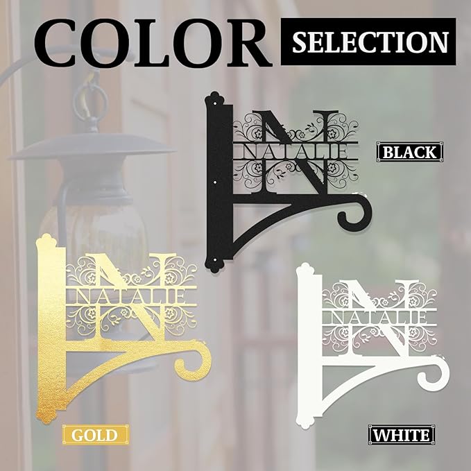 Custom Family Name Hanging Bracket Indoor and Outdoor | Personalized Initials Flower Hangers Gifts for Mother | Customizable 10 Inch Metal Plant Hanger | Plant Hook for Bird Feeder Wind Chime