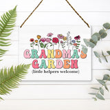 Grandma's Garden Wooden Sign Decor, Indoor Decoration Hanging Signs 8x10 Inches, Outdoor Garden Decor Yard Wall Hanging Decor Sign, Mothers Day Gifts Birthday Gifts for Mom Grandma