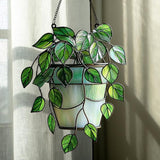 Cascading Ivy Leaf Acrylic Suncatcher, Boho Suncatchers for Window Hangings, Stained Glass Effect Indoor Outdoor Garden Decor for Monstera Lover, Gifts for Mother's Day, Mom, Grandma, Wife, Women