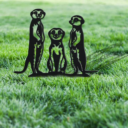 WADORN Charming Meerkat Metal Decorative Garden Stakes, Funny Meerkat Metal Outdoor Statues Meerkat Garden Animal Statue Ornament Gifts Funny Animal Outdoor Decor for Garden Backyard Patio Walkways