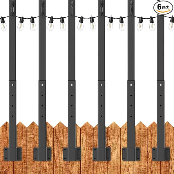 LETIANPAI 6 Pack String Light Poles,2.8 Ft Metal Poles for Outdoor String Lights,Outdoor Light Poles,Poles/Post/Stand for Outside