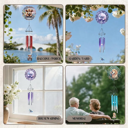 Dragonfly Wind Chime Outdoor - Metal Windchime with Spinners Dragonflies Gifts for Women Garden Patio Yard Home Decor Outside Indoor Hanging Decorative Christmas Thanksgiving Birthday Gift