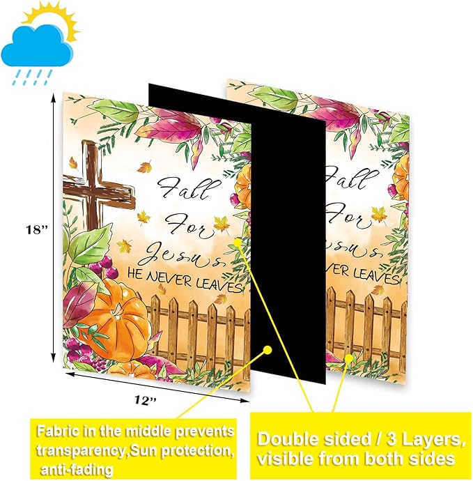 Christian Seasonal Garden Flags Set of 12 Double Sided 12 x 18 Inch Cross Yard Flags, Small Flags for Outside, Fall Winter Easter Christmas Outdoor Flags, Holiday Garden Flags for All Seasons ﻿