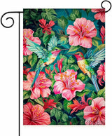 Spring Summer Garden Flag 12 x 18 Inch Double Sided, Colorful Hummingbird Floral Yard Flag Small Outdoor Decorative Flag for Garden Patio Lawn Decor