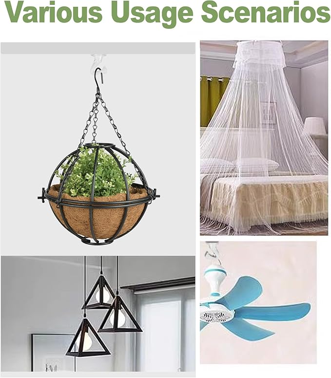 Aidoclip 6 pcs Ceiling Hooks for Hanging Plants,Hanging Hanging Lights Metal Small Hooks,Indoor Outdoor Wall Heavy Duty Plant Hanger Swag Hook