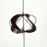Copper Finish Metal Dragonfly Wind Spinner Rain Chain Kinetic Garden Sculpture Home Decor 66 Inches High
