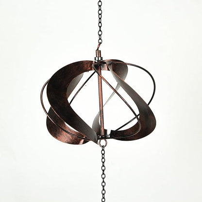 Copper Finish Metal Dragonfly Wind Spinner Rain Chain Kinetic Garden Sculpture Home Decor 66 Inches High