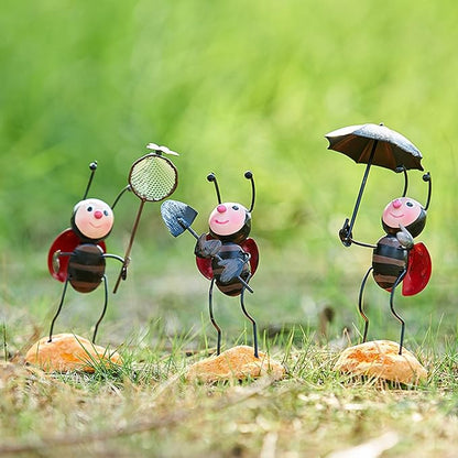 Metal Ant Garden Decor Sculpture Metal Garden Decor for Outside,Garden Sculpture Cute Ant Garden Statue for Backyard,Patio,Tree,Lawn (Yellow, 6PCS)