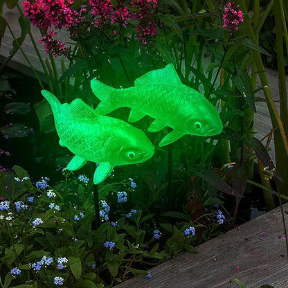 4PCS Antique Bronze Fish Garden Statue - Koi Fish Decor for Outdoors - 10.5 * 5Inch - Glow at Night