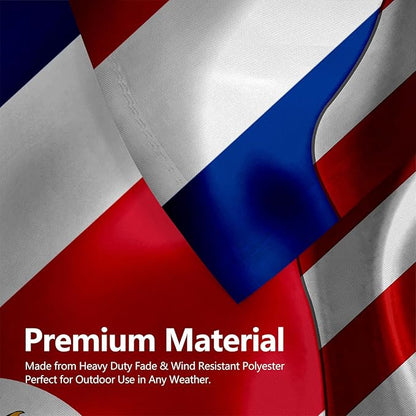 Costa Rica Costa Rican And Usa American Flag 3x5 Ft Double-Sided Printed Indoor/Outdoor Flag Polyester Fabric Decorative Banner With 2 Brass Grommets 3x5 Foot National Flags For Outside