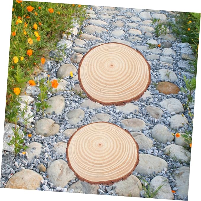 LIOOBO 2pcs Garden Walkways Outdoor Wood Stepping Stones Decorative Garden Paver