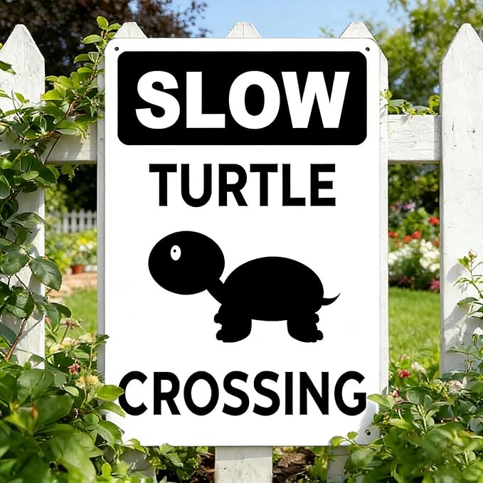 Slow Turtle Crossing Sign Slow Turtle Yard Signs Outdoor Turtles Poster Decor for Home Garden Tortoise Crossing Metal Tin Sign Tortoise Habitat Accessories Outdoor Decor 8x12 Inch