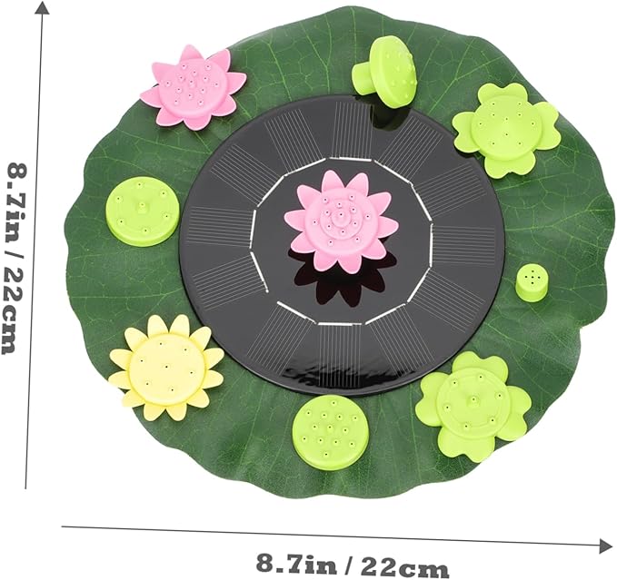 MERRYHAPY Solar-powered Floating Fountain with Nozzles for Ponds and Gardens Durable Lotus-leaf Design for Summer Outdoor Decor