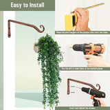 FEED GARDEN 2 Pack 10 Inch Hanging Plant Bracket Wall Hooks Decorative Plant Hangers for Outdoor Hanging Bird Feeders, Wind Chimes, Plant Baskets, Antique Bronze