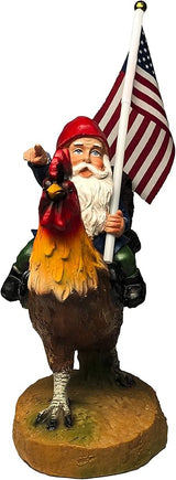 Funny Guy Mugs Gnome Riding A Rooster Garden Gnome Statue- Indoor/Outdoor Garden Gnome Funny Sculpture for Patio, Yard or Lawn