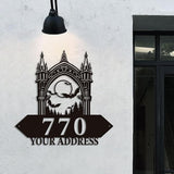Personalized Gothic House Number metal Signs,Custom Address Number Metal Wall Art Decor,Black Plaques Outdoor wall Decorative Signage,Shed(8-30 Inches) (Castle B)