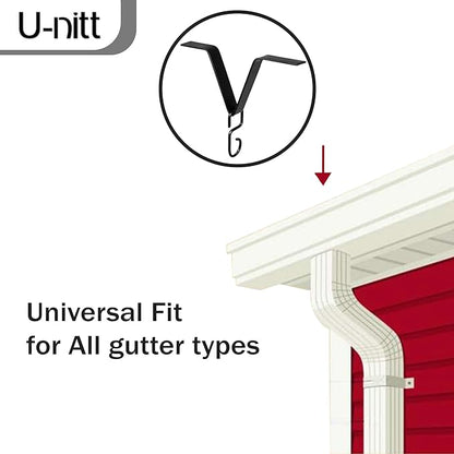 U-nitt Gutter Clip for Rain Chain Installation DIY | Gutter Adapter for Roof Downspout Chain | Water Collection | Black 2 PK, Heavy Metal, 6 X 5 inches, Adjustable, Fits 2 in Gutter Hole