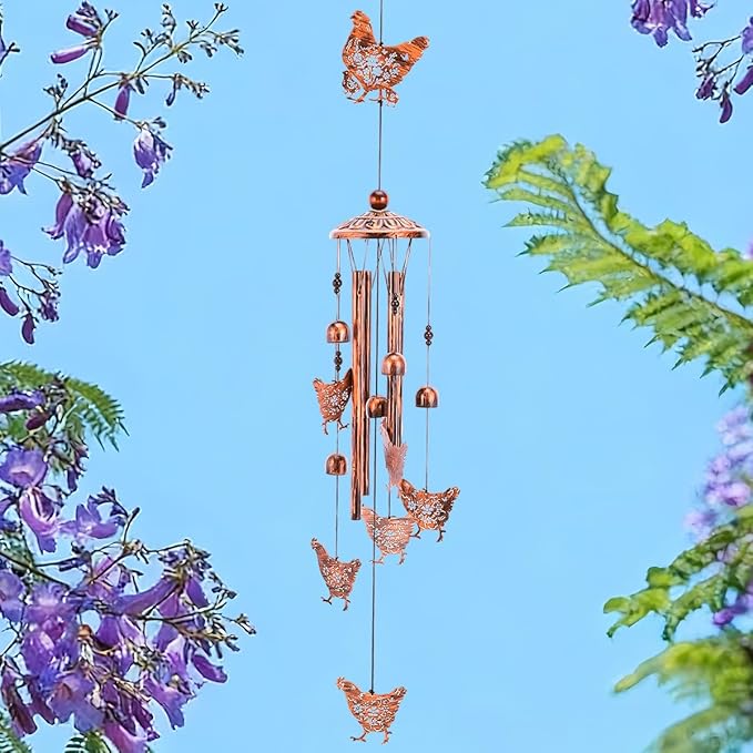Chicken Wind Chimes for Outside - Metal Windchimes Outdoors, Rooster Gifts for Women/Men, Memorial/Birthday/Housewarming/Festival Gifts, Chimes for Garden Decor Patio Yard Outdoors