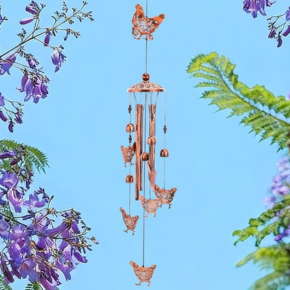 Chicken Wind Chimes for Outside - Metal Windchimes Outdoors, Rooster Gifts for Women/Men, Memorial/Birthday/Housewarming/Festival Gifts, Chimes for Garden Decor Patio Yard Outdoors
