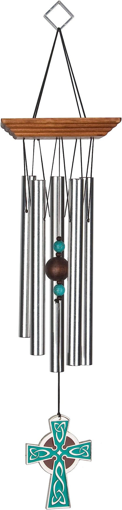 Woodstock Wind Chimes Garden Decor for Outside Outdoor Patio Décor, Front Porch Décor, 17" Woodstock Celtic Chime Celtic Cross Wind Chime, Inspirational Wind Chimes (WCCC)