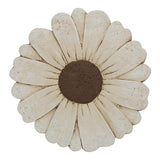 Landoraloria Cement Flower Stepping Stone 10” Daisy Garden Path Stone for Yard & Walkway Handcrafted Non-Slip Outdoor Patio Decor Weather-Resistant Cement Stone (White)