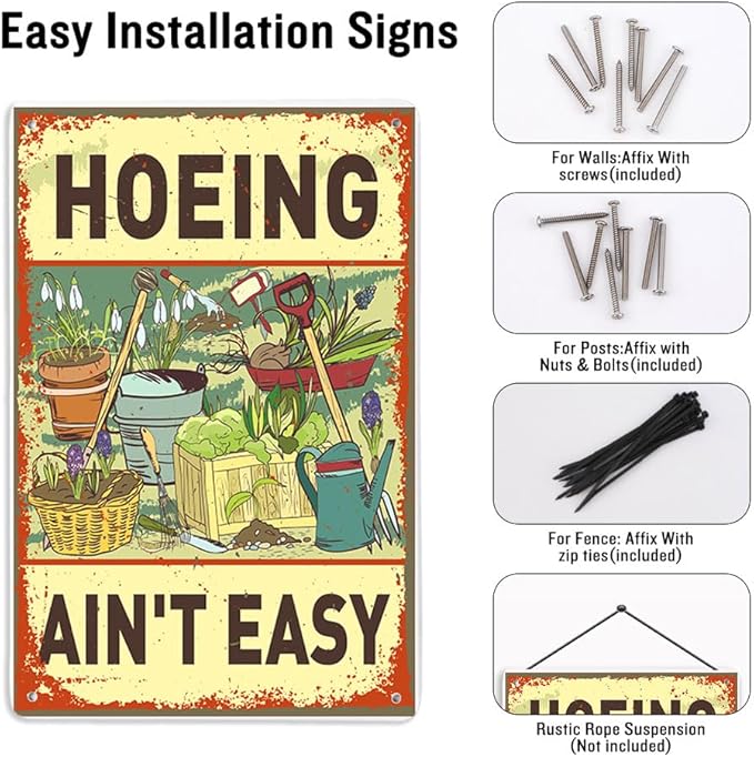 Funny Garden Sign For Outside 7.8 X 11.8 Inch, Humorous Garden Accessories Patio Decor Signs for Outside, Funny Signs Gardening Gifts For Women Plant Lovers Metal Wall Decor