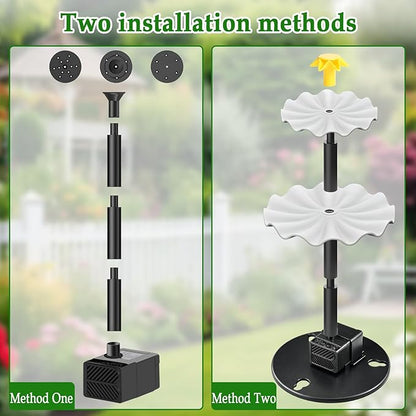 Solar Water Fountain, Upgrade Solar Fountain Pump Kit with 4 Nozzles & 9.94ft Cable, Outdoor 2w Solar Fountain for Bird Bath, Garden, Pool, Pond