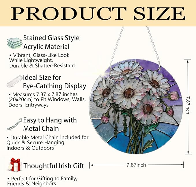 Flower Window Decor, Acrylic Window Hanging Suncatcher, Home Garden Decorations, Christmas Mother's Day Valentine's Day Ornaments, Housewarming Gifts, Festival Gifts for Mom Her