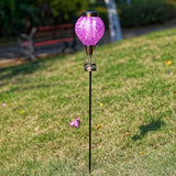 Solar Garden Lights Outdoor with Hot Air Balloon, Stake Garden Lights Solar Waterproof Flickering Lantern Lawn Pathway Patio Decor(Purple)
