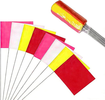 80Pack Red&White&Pink&Yellow Marking Flags, JIZHGRAD 15x4x5 Inch Marker Flags Use for Yard & Lawn, Boundary & Dog Training, Survey & Landscape, Sprinkler & Surveyor, Garden & Construction, High Visibility, Sturdy, Versatile, UV & Weather Resistant