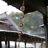 SamFansar 42.52 Inch Hanging Rain,Chain Rotating Fretwork Beads with Bell Rain Catcher for Gutters,Metal Drainage Rain Chain Pendant Downspout Tool for Outside, Decorative Your House and Garden Brown