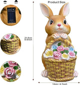 Garden Rabbit Statue Solar Light Outdoor Decorations Rabbit Figurine Light for Outdoor Patio Balcony Yard Porch Lawn for Women Mom Grandma Family Friend
