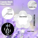 4Pack 8inch Sublimation Wind Spinner Blanks 3D Aluminum Metal Wind Sculpture Kinetic Spinners for Yard and Garden Indoor Art Ornaments Hanging Decoration (Petal Flower)