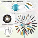 DREAMYSOUL Wind Spinner Outdoor, 23" Dia Dual Colorful Blades Metal Windmills, Kinetic Wind Spinners & Sculpture for Yard and Garden