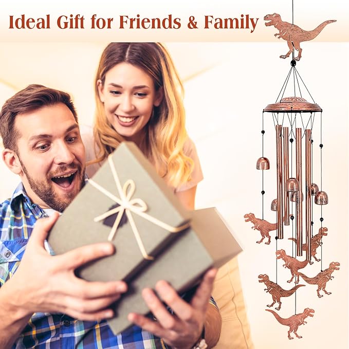 Dinosaur Wind Chimes for Outside,Dinosaur Gifts for Women/Men/Sympathy Gift/Memorial/Festival Birthday Gifts Metal windchimes Outdoors/Indoors,Patio,Garden Decor,Yard Decor,Home,Porch