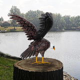 Bald Eagle Statue Garden Sculpture, Metal Yard Art Eagle Decoration, Large Eagle Outdoor Statues for Garden Yard Lawn Decoration