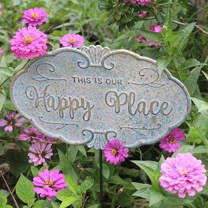 All Chic Outdoor Garden Signs Decorative Yard Sign Stakes Metal Hanging Sign Rustic Outdoor Decor 26.4" x 15.8" Includes Stakes and Hanging Chain