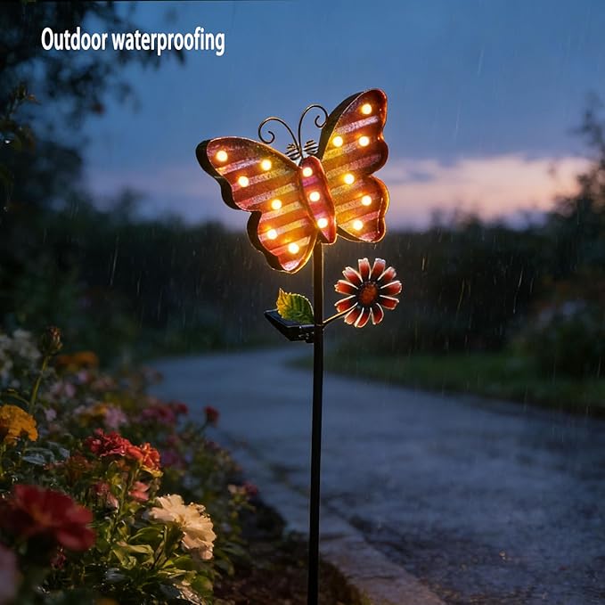 Solar Garden Stake Lights, , Waterproof Outdoor Butterfly Lights Gifts for Women Mum and Metal Bird Decorative LED Lanterns for Yard, Patio (Butterfly)