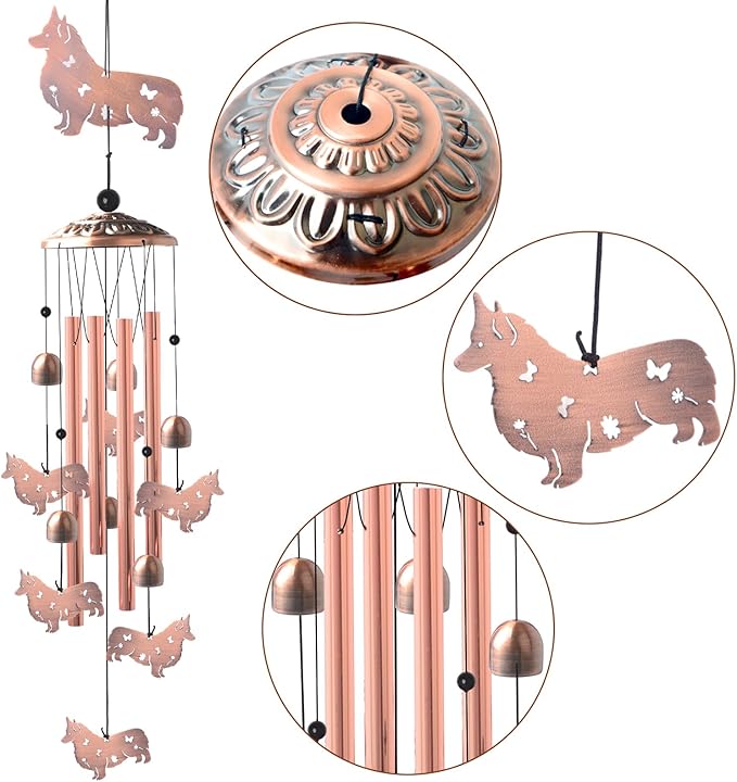 Dachshund Wind Chimes - Christmas Decorations,Garden Gifts for Women,Patio & Nursery, Memorial Day Gifts for Mom/Wife/Daughter, Whimsical Yard Decorations with Soothing Tones