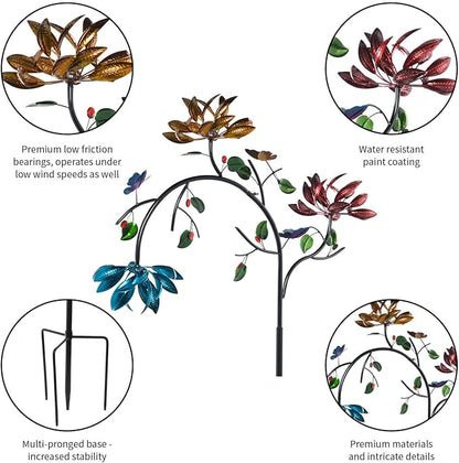 Evergreen Garden Beautiful Summer Multi Colored Flowers Wind Spinner | 91 inches Tall x 41 Inches Wide | Fade and Weather Resistant | Metal Stake | Garden Yard Outdoor Decor for Home
