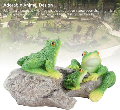 Pissente Frog Statue Garden Decor, Resin Weatherproof Outdoor Figurine, Lawn Ornament for Indoor Outdoor Patio Yard, 1 Pair, Frogs On The Stone