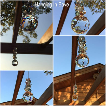 40mm Crystals Ball Prisms Suncatcher Hanging Ornament Chakra Crystals Rainbow Maker with Colors Crystal Pendants for Home,Office,Garden Decoration
