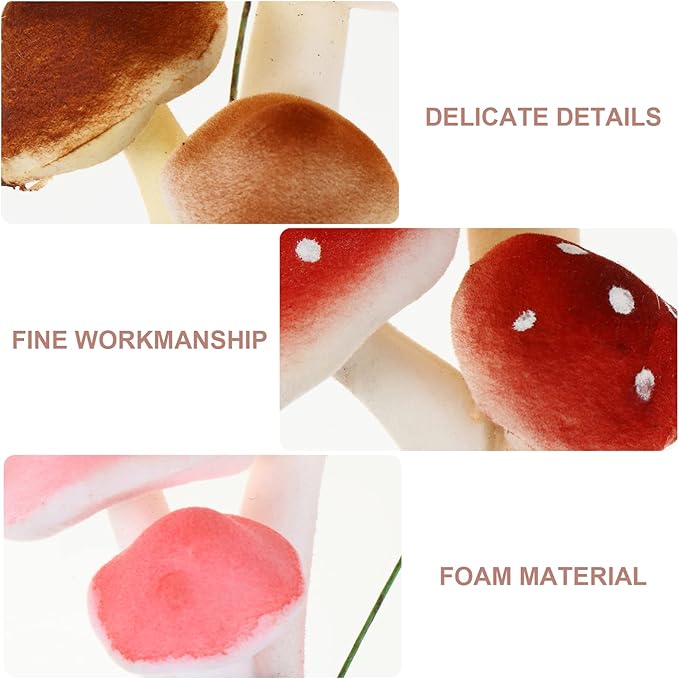 SEWACC Simulation Mushroom Garden Ornament, 6pcs Random Color Foam Artificial Emulation Mushroom Adornment Decorative Outdoor Statues Landscape Froth Mushroom for Home Gardon (Random Color)
