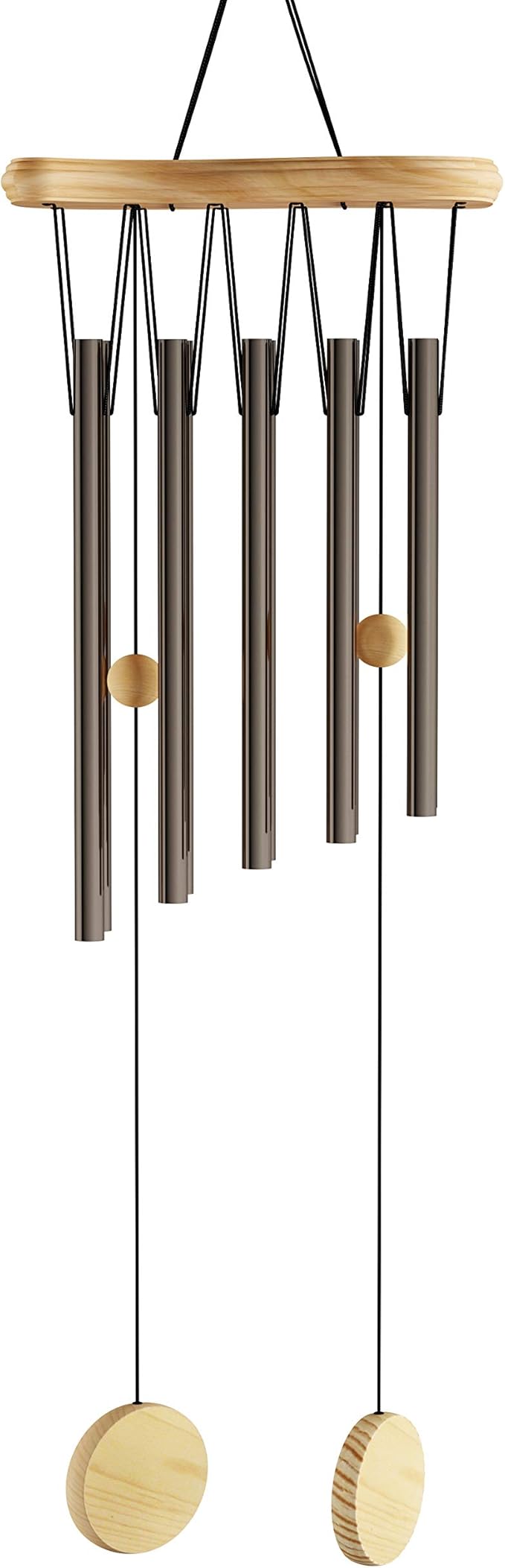 Pure Garden Metal and Wood Wind Chimes - 34.5-Inch Tuned Metal Chimes - Soothing Tones for Garden, Patio, Porch, or Outdoor Decor (Bronze Finish)