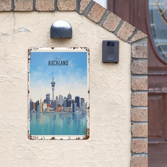 Vintage Tin Signs Travel Auckland 6 Retro Metal Wall Decor for Home,Garden & Patio Inspirational Quotes & Funny Life Posters 8x12IN
