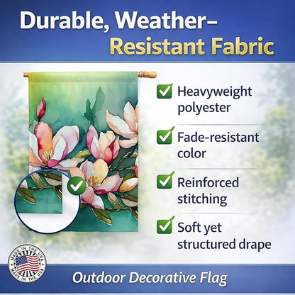 Caroline's Treasures Louisiana Magnolias in Watercolor House Flag Large Porch Sleeve Pole Decorative Outside Yard Banner Artwork Wall Hanging, Polyester, House Size, Multicolor