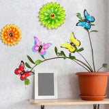 Gisafai 10 Pack Metal Flowers Wall Decor Outdoor, 3D Metal Daisy & Butterfly Fence Decor Wall Art for Garden Patio Backyard Balcony, Colorful Housewarming Birthday Mother's Day Gift(Vintage)
